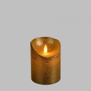 Candela Ø7,5cm Oro Gold Rustic LED CLASSIC Fiamma in movimento a Batteria  H10cm - Lotti Importex