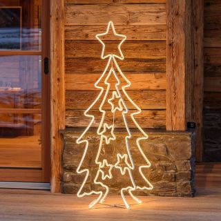 Albero Natale 2D-3D con Stelline H115cm SMD Neon bifacciale 768 LED CLASSIC Luce Fissa - Lotti Importex