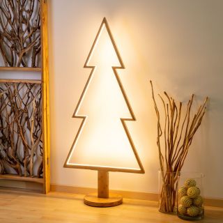 Albero Natale Abete con Base H145cm DLW Legno Naturale Chiaro BIANCO CALDO - Lotti Importex