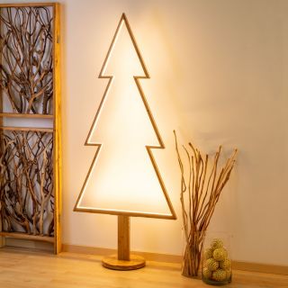 Albero Natale Abete con Base H170cm DLW Legno Naturale Chiaro BIANCO CALDO - Lotti Importex