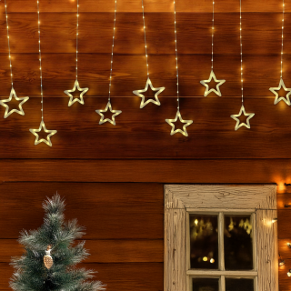 Ice Star Light 325xH115cm con 14 Stelle 392 SMD LED SuperBright BIANCO CALDO e BIANCO ø4mm - Lotti Importex