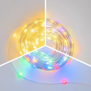 Catena lineare 20m 200 SMD Dual Color LED BIANCO CALDO e MULTICOLOR 