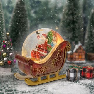Slitta BABBO NATALE c/Glitter LED BIANCO Scintillante - Lotti Importex