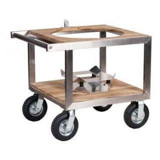 Carrello con ruote Buggy in legno e acciaio per barbecue Classic Monolith