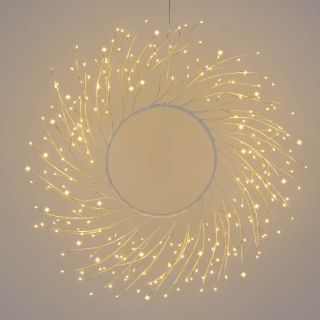 Corona di Rami TIGLIO Bianco ø60cm 260 MicroLED BIANCO CALDO ø1,5mm FlashLED Diamond - Lotti Importex