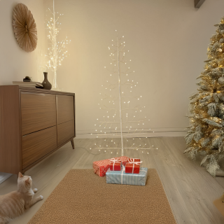 Albero Conico 2D TIGLIO Bianco H150cm 186 MicroLED BIANCO CALDO ø1,5mm - Lotti Importex